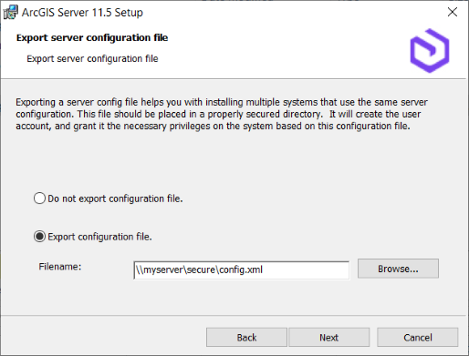 Export a server configuration file. Export a server configuration file.